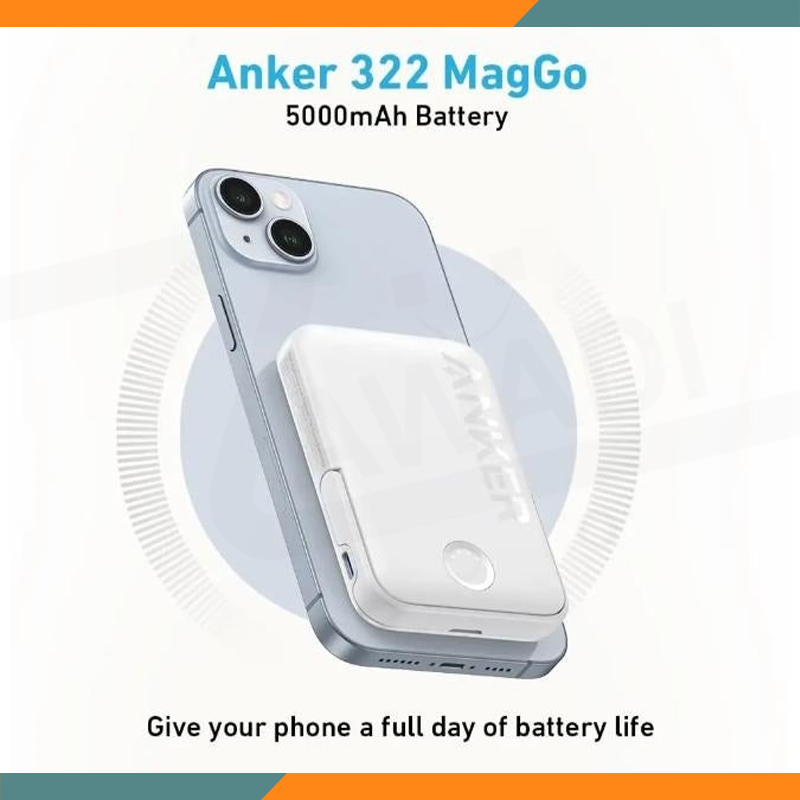 Anker Power Bank 322 MagGo 5000mAh MagSafe Battery Portable